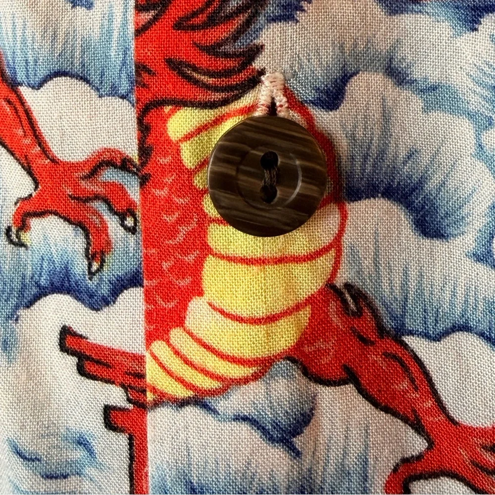 Pineapple Connection Dragon Hawaiian Shirt Blue Red Aloha Button Up